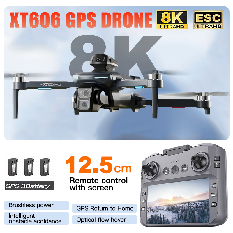 XT606 MAX 3 battery Drone 4k 8 - Drone Kit Professional recension och pris