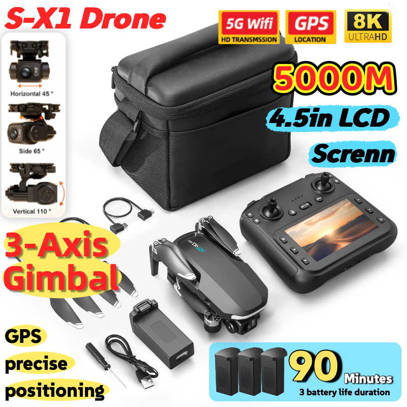 S-X1 MAX GPS Drone with 3-Axis - Drone Kit Professional recension och pris