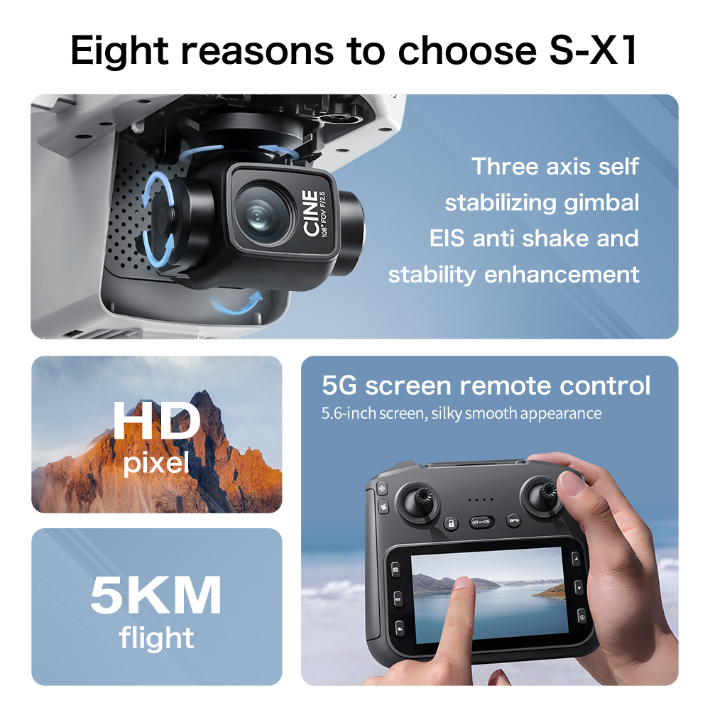 S-X1 MAX GPS Drone with 3-Axis - Drone Kit Professional recension och pris