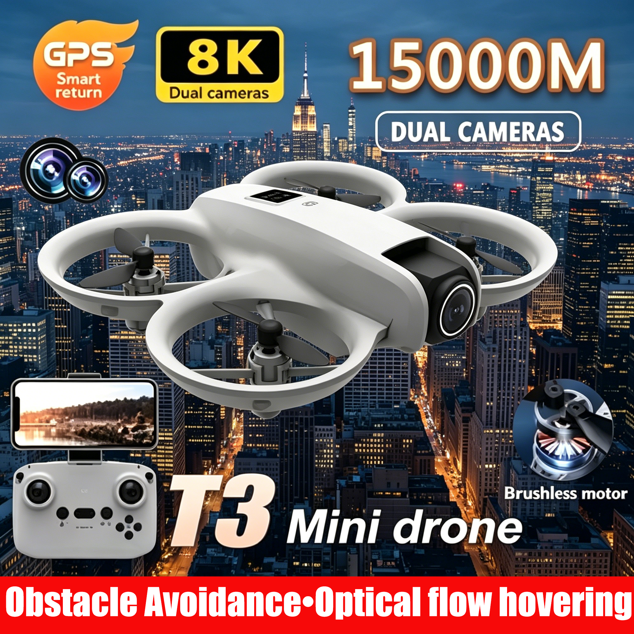Mini Drone 8K HD Camera Foldab - Drone Kit Tricopter recension och pris